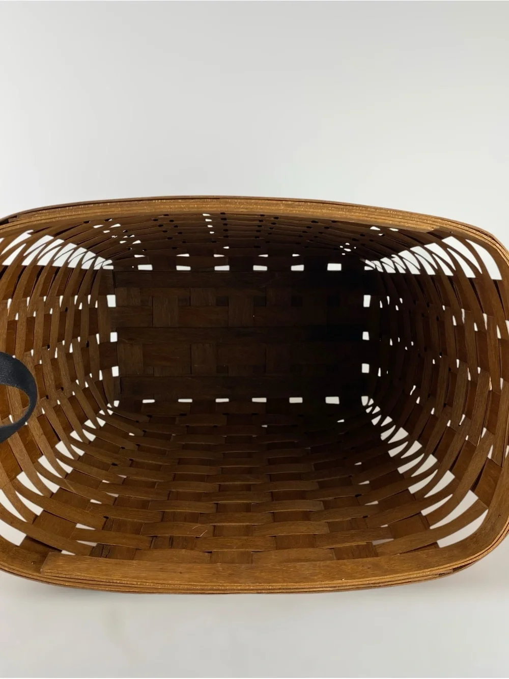 Vintage Large 18”x19” Woven Wood Basket Storage Laundry Hamper Double Handles